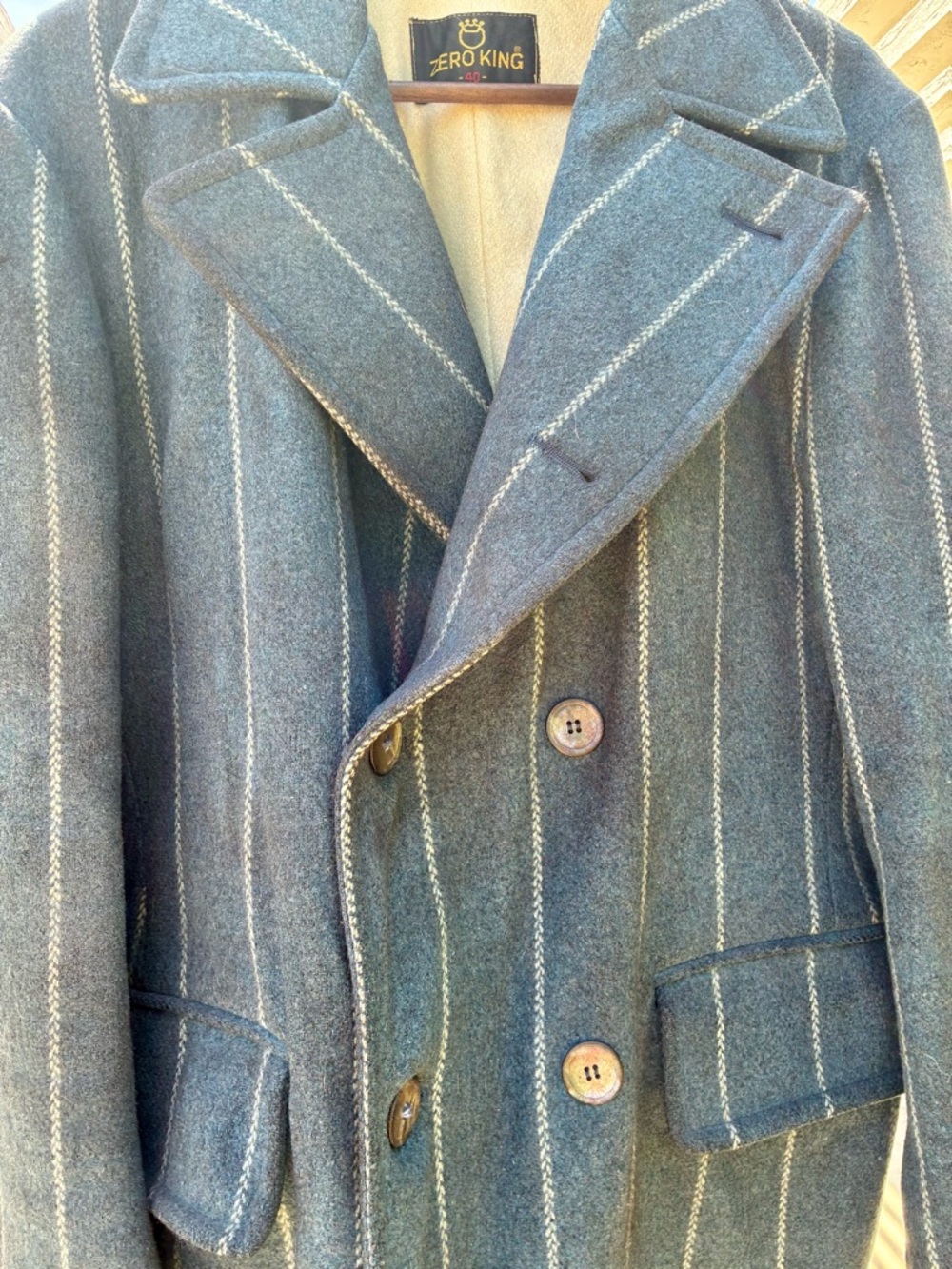 Vintage Blue Striped Pea Coat